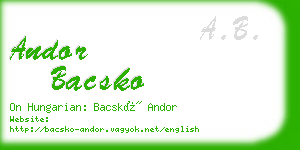 andor bacsko business card